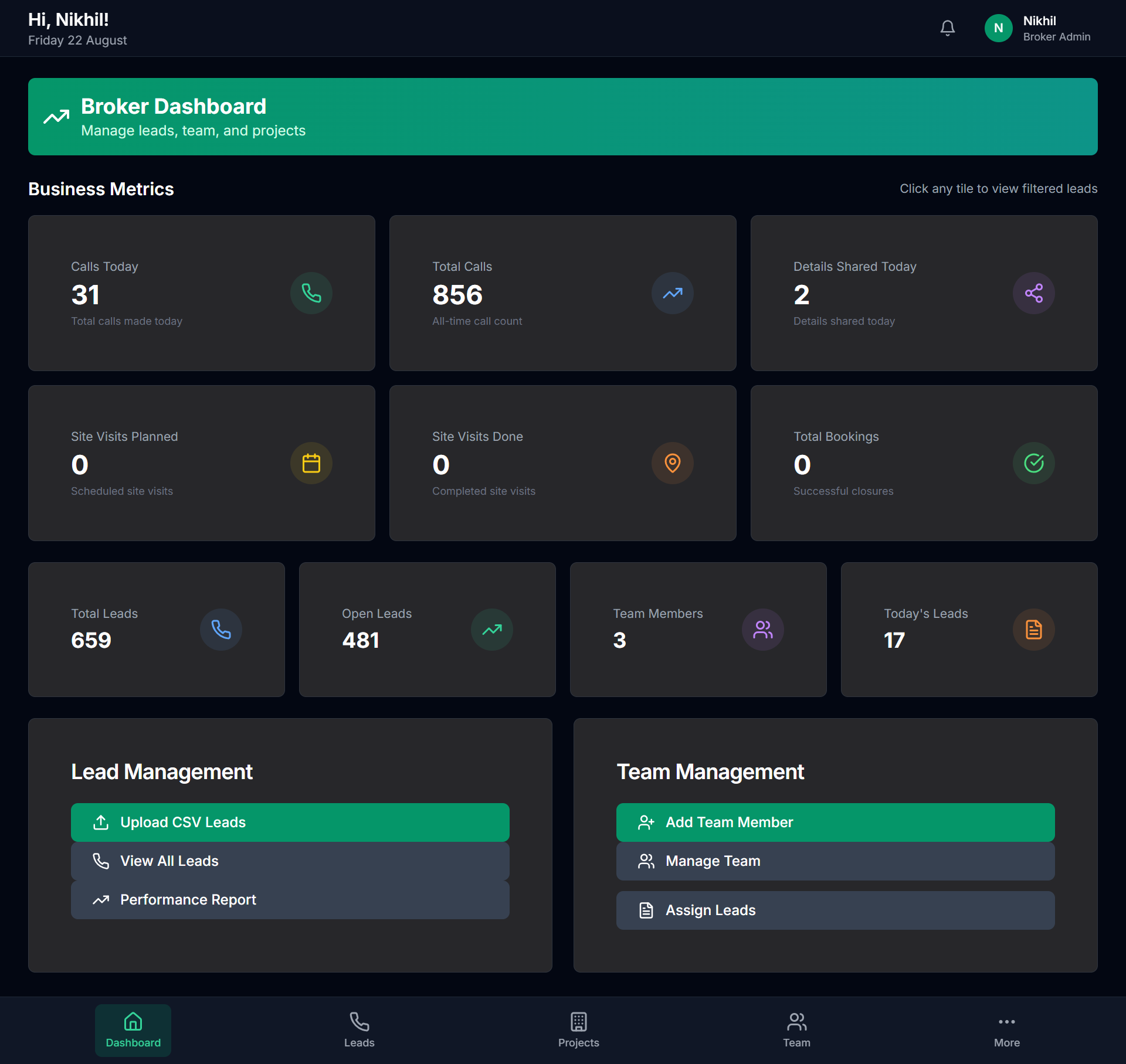 PropIQ Channel Partner App - Easy onboarding and collaboration tools for brokers with commission tracking and project access.